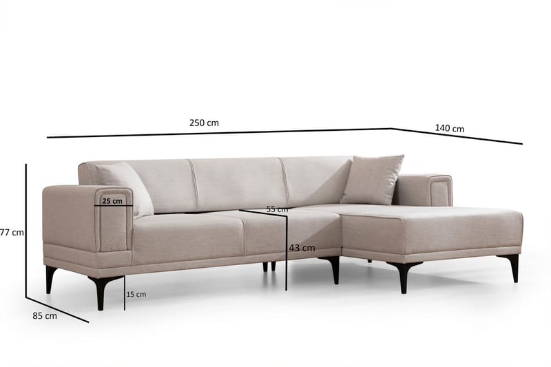 Sovesofa med divan Naoko - Beige - Møbler - Sofaer - Sovesofaer - Hjørnesovesofa