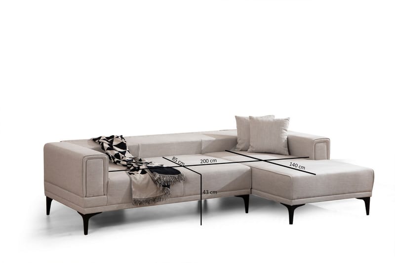 Sovesofa med divan Naoko - Beige - Møbler - Sofaer - Sovesofaer - Hjørnesovesofa