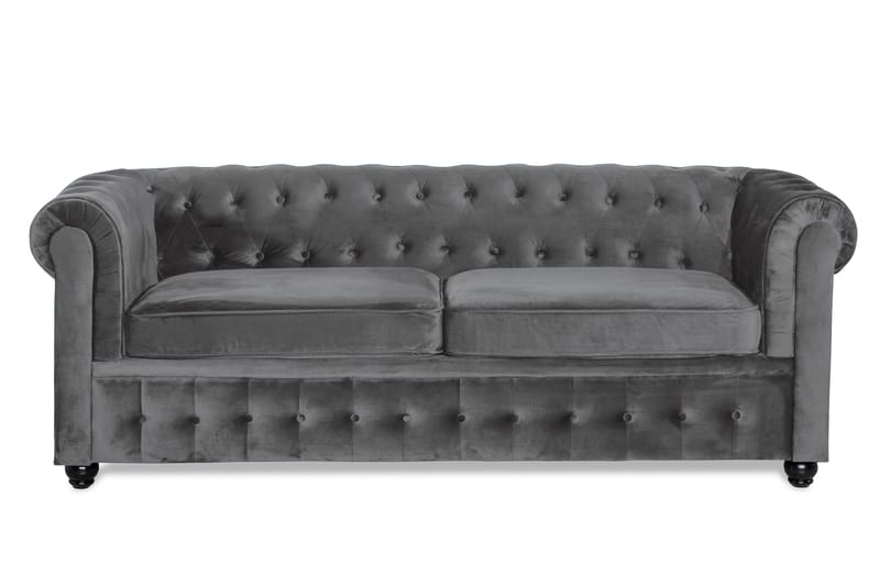 Sovesofa Chester Deluxe - Mørkegrå Fløyel - Møbler - Sofaer - Sovesofaer - 3 seters sovesofa