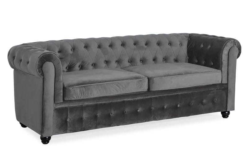 Sovesofa Chester Deluxe - Mørkegrå Fløyel - Møbler - Sofaer - Sovesofaer - 3 seters sovesofa