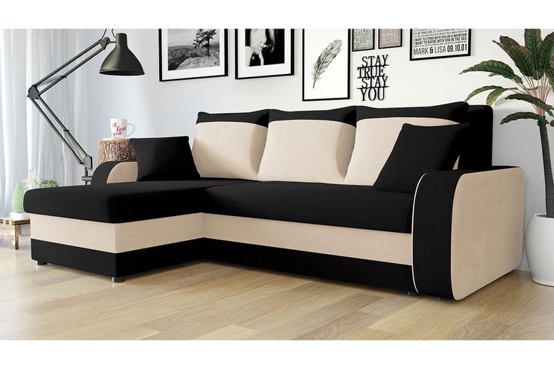 3-seters Hjørnesovesofa Nyarp Universal - Beige/Svart/Hvit - Møbler - Sofaer - Sovesofaer - Sovesofa divan