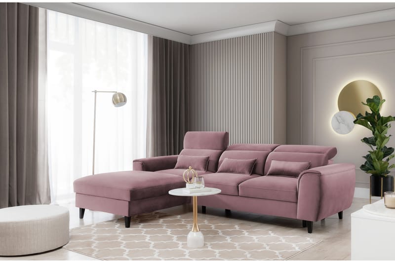 3-seters Sovesofa m. Divan Manni med Oppbevaring - Rosa - Møbler - Sofaer - Sovesofaer - Sovesofa divan