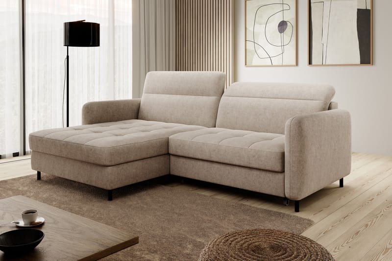 3-seters Sovesofa m. Divan Manoti med Oppbevaring - Beige - Møbler - Sofaer - Sovesofaer - Sovesofa divan