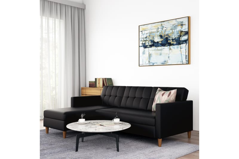 3-sits Divansovesofa Hartford Kunstlær/Svart - Dorel Home - Møbler - Sofaer - Sovesofaer - Sovesofa divan