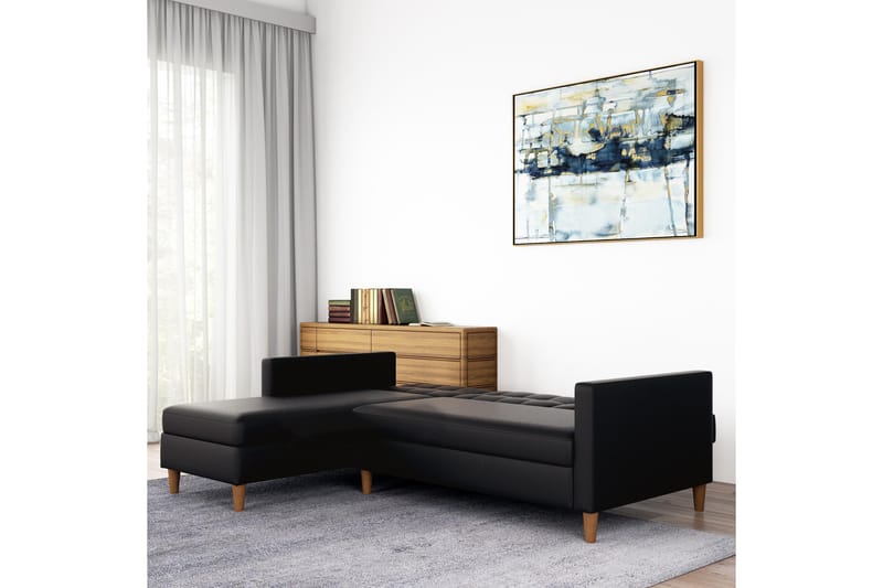 3-sits Divansovesofa Hartford Kunstlær/Svart - Dorel Home - Møbler - Sofaer - Sovesofaer - Sovesofa divan