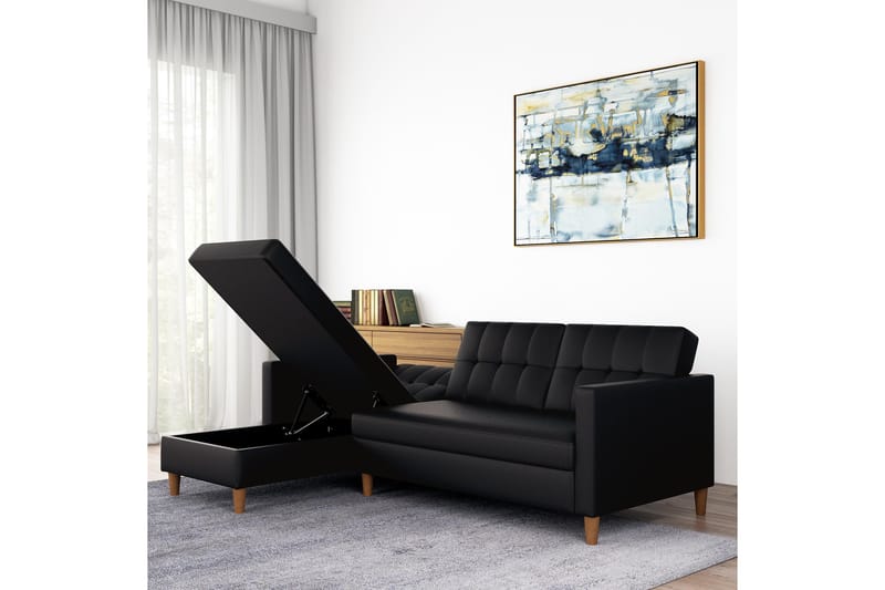 3-sits Divansovesofa Hartford Kunstlær/Svart - Dorel Home - Møbler - Sofaer - Sovesofaer - Sovesofa divan