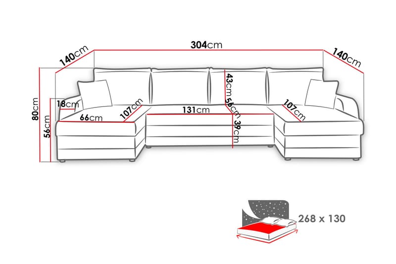 4-seters Sovesofa med Dobbeldivan Nyarp med Oppbevaring - Fløyel/Grå/Svart - Møbler - Sofaer - Sovesofaer - Sovesofa divan