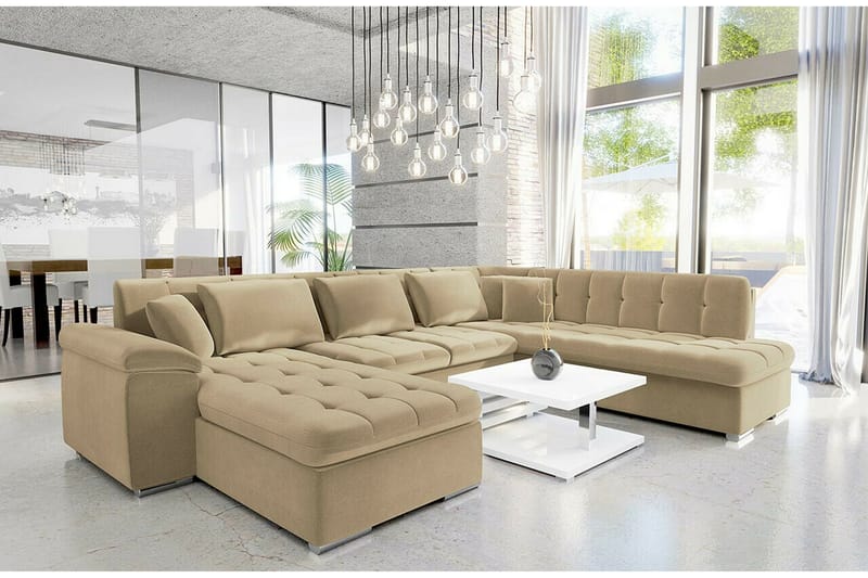 5-seters Hjørnesofa Sakri - Beige - Møbler - Sofaer - Sovesofaer - Sovesofa divan