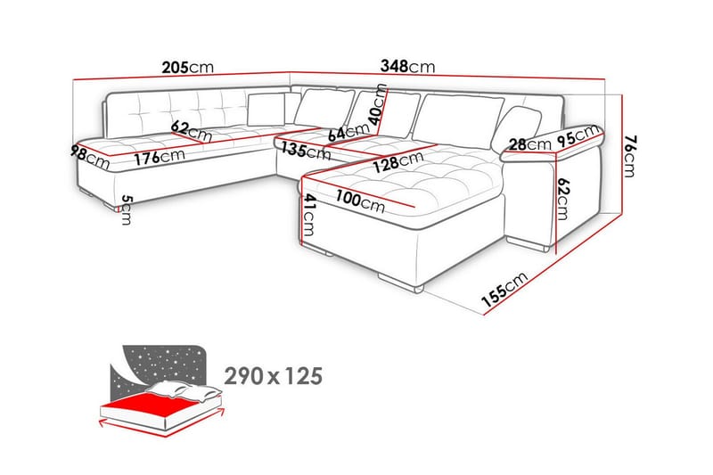 5-seters Hjørnesofa Sakri - Mørkebrun - Møbler - Sofaer - Sovesofaer - Sovesofa divan