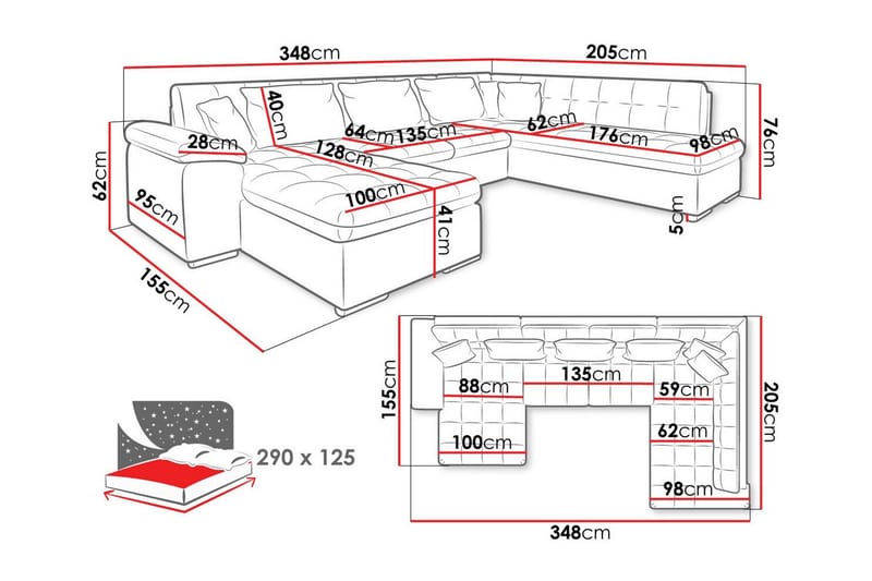 5-seters Hjørnesofa Sakri - Svart - Møbler - Sofaer - Sovesofaer - Sovesofa divan