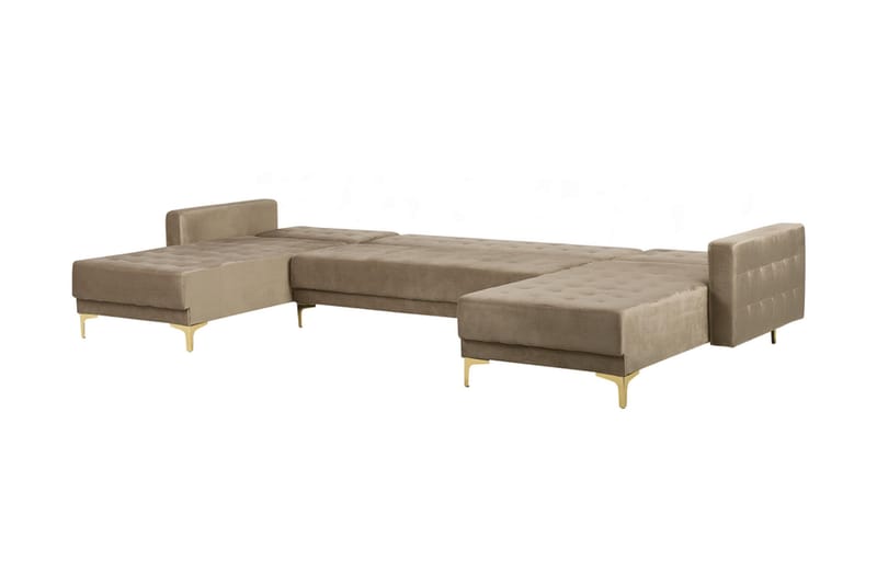 Divansofa med Sovefunksjon + Fotskammel Beige ABERDEEN - Møbler - Sofaer - Sovesofaer - Sovesofa divan