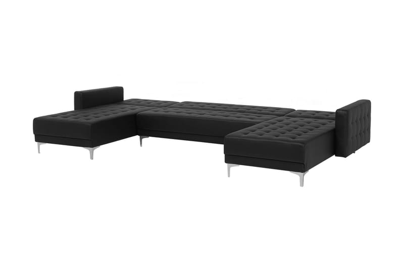 Divansofa  med Sovefunksjon+ fotskammel svart ABERDEEN - Møbler - Sofaer - Sovesofaer - Sovesofa divan