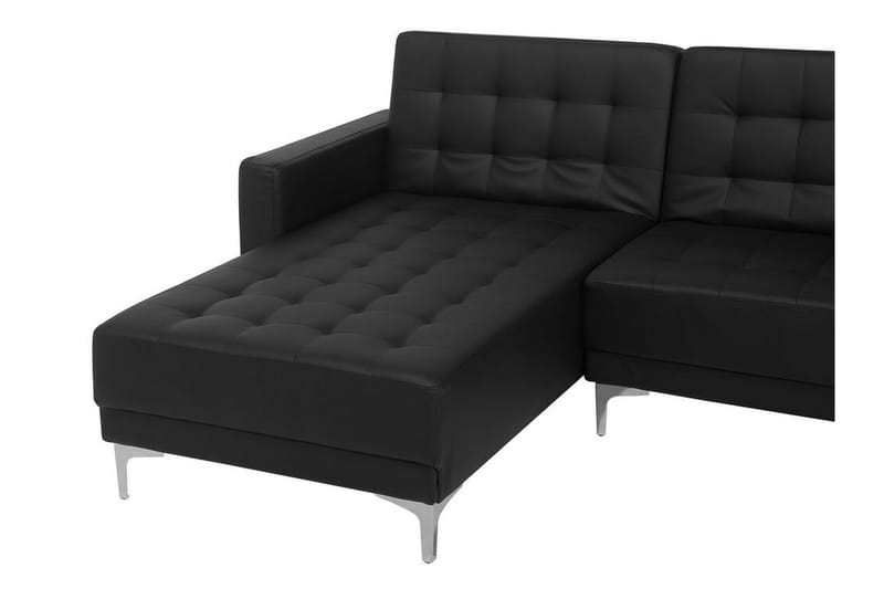 Divansofa  med Sovefunksjon+ fotskammel svart ABERDEEN - Møbler - Sofaer - Sovesofaer - Sovesofa divan