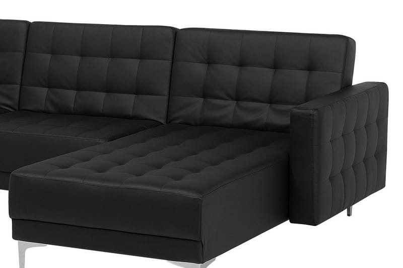 Divansofa  med Sovefunksjon+ fotskammel svart ABERDEEN - Møbler - Sofaer - Sovesofaer - Sovesofa divan