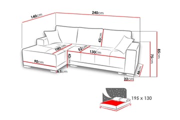 Divansovesofa Dallas 240x140x80 cm - Møbler - Sofaer - Sovesofaer - Sovesofa divan