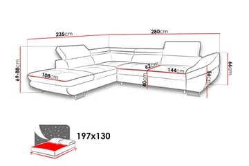 Divansovesofa Fabio 280x235x88 cm - Møbler - Sofaer - Fløyelssofaer