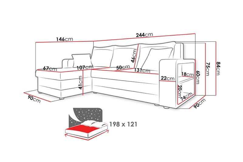 Divansovesofa Fano 240x146x84 cm - Møbler - Sofaer - Sovesofaer - Sovesofa divan