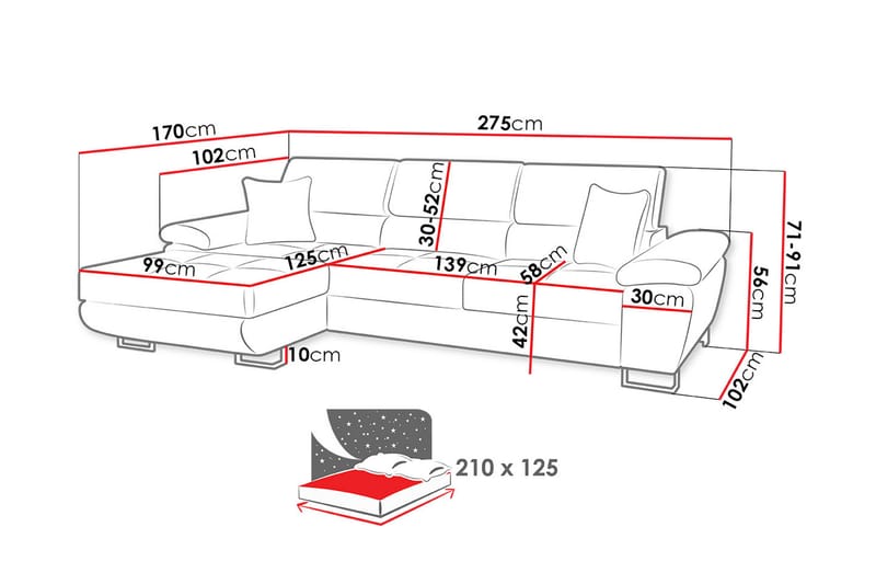 Divansovesofa Kasba LED - Møbler - Sofaer - Sovesofaer - Sovesofa divan