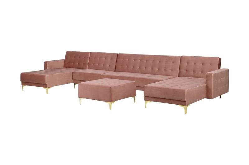 Divansovesofa Stor + Fotskammel Rosa ABERDEEN - Møbler - Sofaer - Sovesofaer - Sovesofa divan