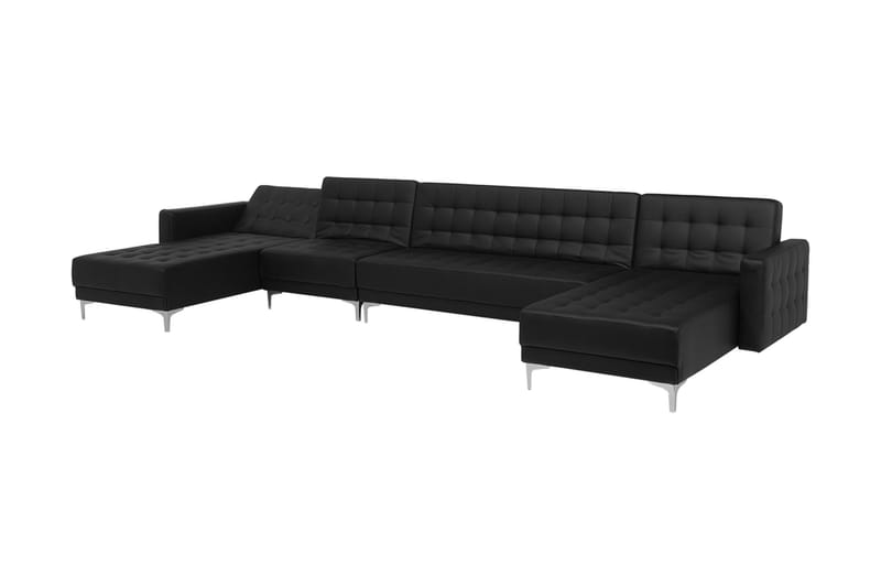 Divansovesofa Stor + Fotskammel Svart ABERDEEN - Møbler - Sofaer - Sovesofaer - Sovesofa divan