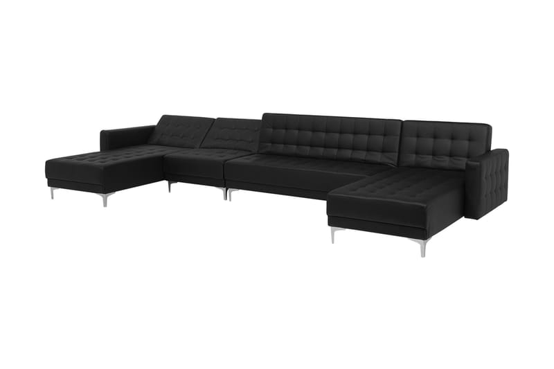 Divansovesofa Stor + Fotskammel Svart ABERDEEN - Møbler - Sofaer - Sovesofaer - Sovesofa divan