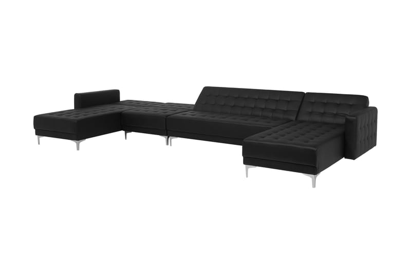 Divansovesofa Stor + Fotskammel Svart ABERDEEN - Møbler - Sofaer - Sovesofaer - Sovesofa divan