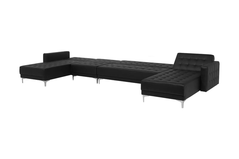 Divansovesofa Stor + Fotskammel Svart ABERDEEN - Møbler - Sofaer - Sovesofaer - Sovesofa divan