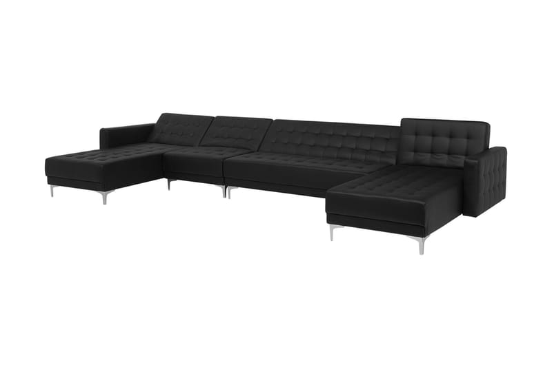 Divansovesofa Stor + Fotskammel Svart ABERDEEN - Møbler - Sofaer - Sovesofaer - Sovesofa divan