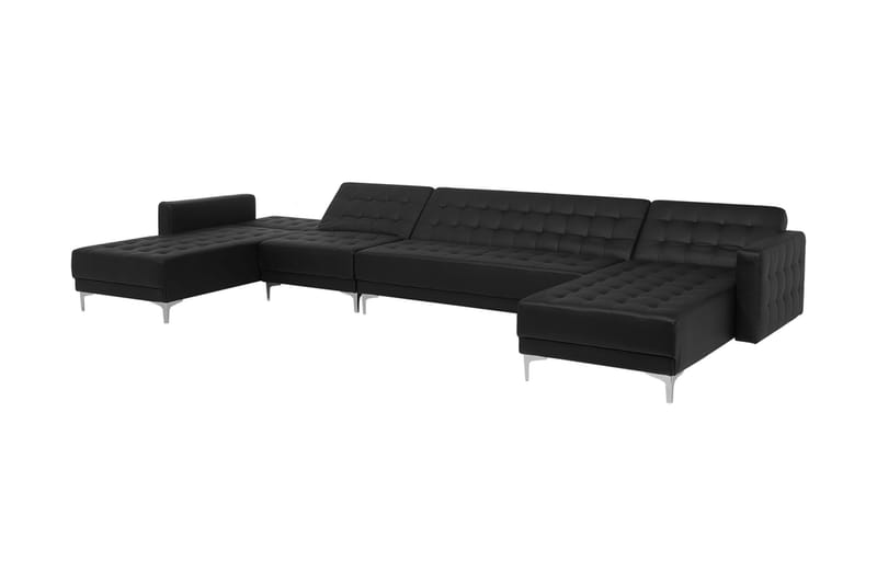 Divansovesofa Stor + Fotskammel Svart ABERDEEN - Møbler - Sofaer - Sovesofaer - Sovesofa divan