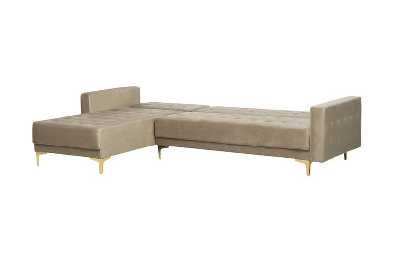 Hjørnesovesofa Westerleigh Høyre Fløyel - Beige - Møbler - Sofaer - Sovesofaer - Sovesofa divan