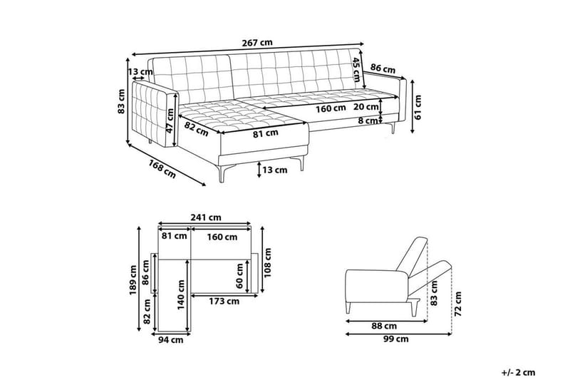 Hjørnesovesofa Westerleigh Høyre Fløyel - Beige - Møbler - Sofaer - Sovesofaer - Sovesofa divan