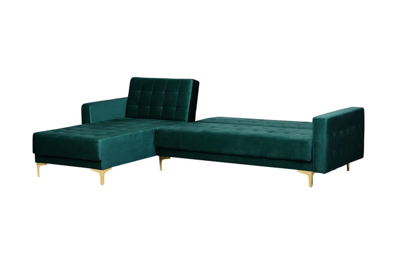 Hjørnesovesofa Westerleigh Høyre Fløyel - Grønn - Møbler - Sofaer - Sovesofaer - Sovesofa divan