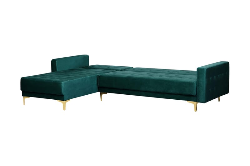 Hjørnesovesofa Westerleigh Høyre Fløyel - Grønn - Møbler - Sofaer - Sovesofaer - Sovesofa divan