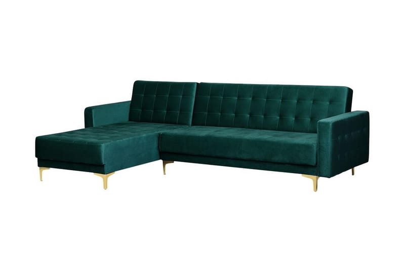 Hjørnesovesofa Westerleigh Høyre Fløyel - Grønn - Møbler - Sofaer - Sovesofaer - Sovesofa divan