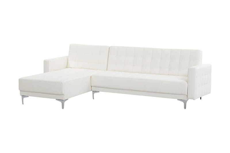 Hjørnesovesofa Westerleigh Høyre med Fotskammel Kunstlær - Hvit - Møbler - Sofaer - Sovesofaer - Sovesofa divan