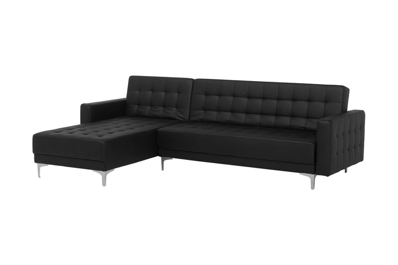 Hjørnesovesofa Westerleigh Høyre med Fotskammel Kunstlær - Svart - Møbler - Sofaer - Sovesofaer - Sovesofa divan