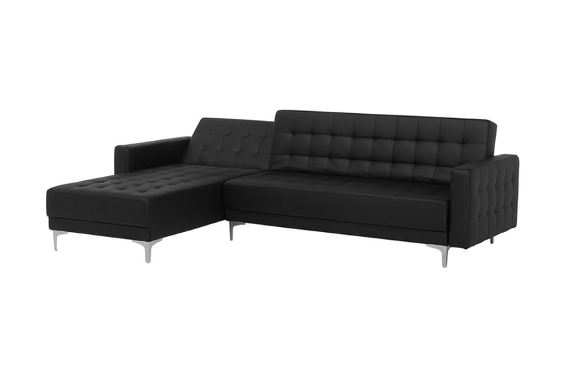 Hjørnesovesofa Westerleigh Høyre med Fotskammel Kunstlær - Svart - Møbler - Sofaer - Sovesofaer - Sovesofa divan