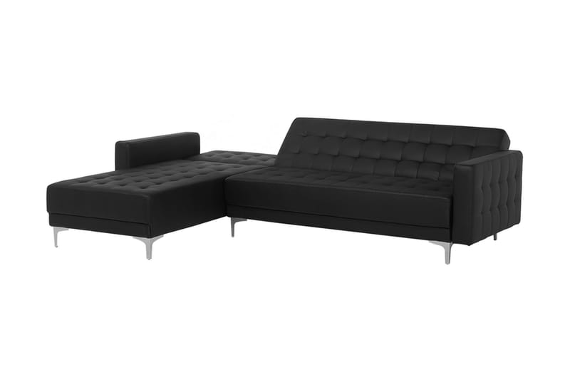 Hjørnesovesofa Westerleigh Høyre med Fotskammel Kunstlær - Svart - Møbler - Sofaer - Sovesofaer - Sovesofa divan