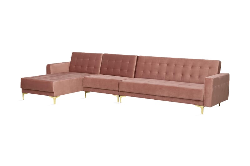 Hjørnesovesofa Westerleigh Large Høyre Fløyel - Rosa - Møbler - Sofaer - Sovesofaer - Sovesofa divan