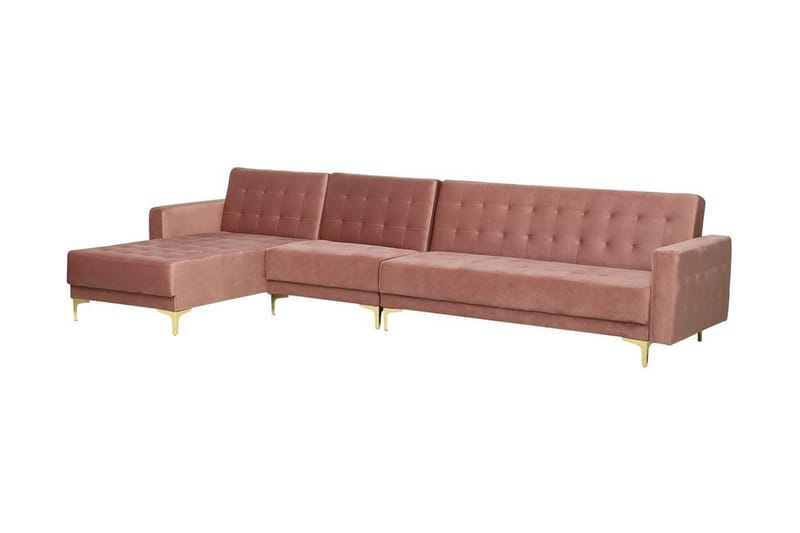 Hjørnesovesofa Westerleigh Large Høyre Fløyel - Rosa - Møbler - Sofaer - Sovesofaer - Sovesofa divan