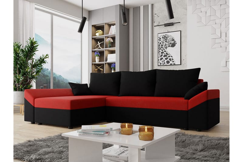 Rosaria 5-seters Sovesofa - Svart/Rød - Møbler - Sofaer - Sovesofaer - Sovesofa divan