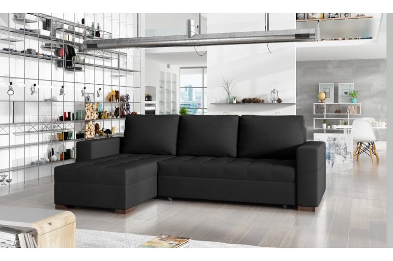 Sovesofa Grazalema med Divan - Svart - Møbler - Sofaer - Sovesofaer - Sovesofa divan