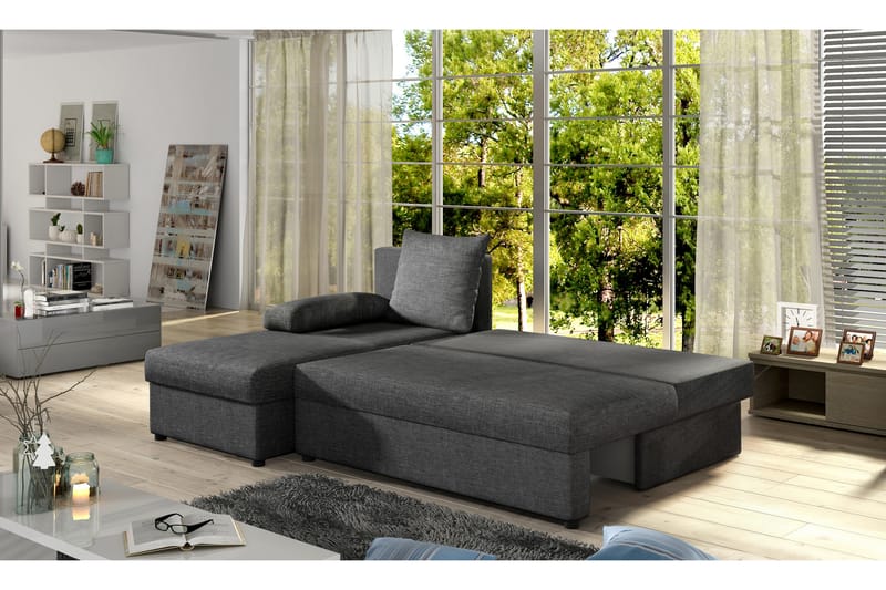 Sovesofa Lynnette med Divan - Svart - Møbler - Sofaer - Sovesofaer - Sovesofa divan