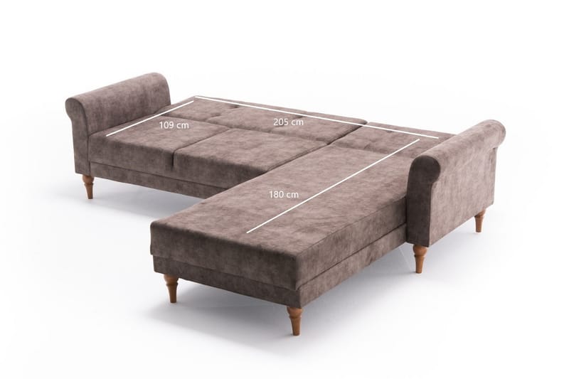 Sovesofa m. Divan Colombia 4-seters 205x180 - Brun - Møbler - Sofaer - Sovesofaer - Sovesofa divan