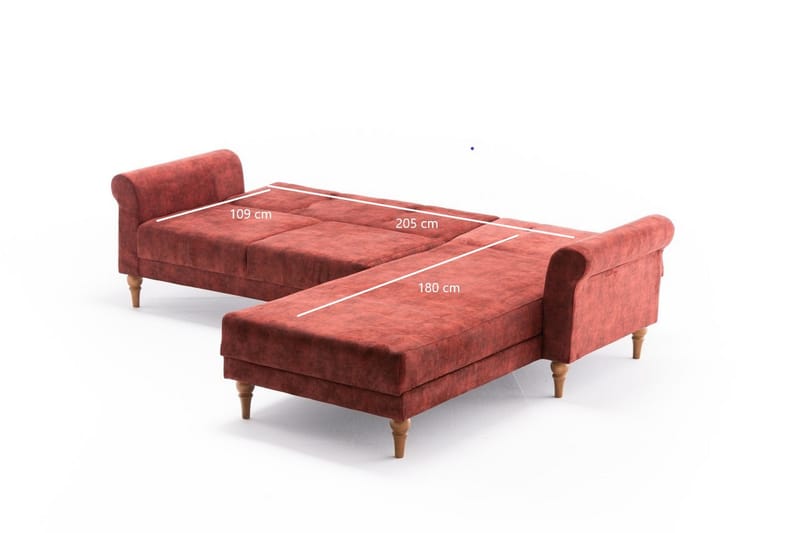 Sovesofa m. Divan Colombia 4-seters 205x180 - Rød - Møbler - Sofaer - Sovesofaer - Sovesofa divan