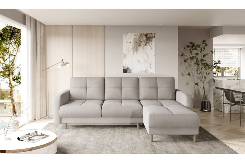 Sovesofa m. Divan Hatwall med Oppbevaring 3-seter - Beige - Møbler - Sofaer - Sovesofaer - Sovesofa divan