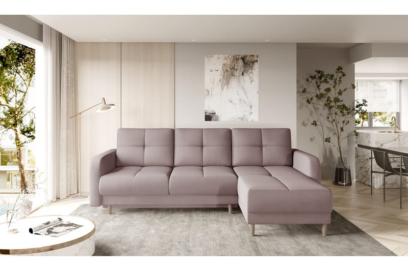 Sovesofa m. Divan Hatwall med Oppbevaring 3-seter - Rosa - Møbler - Sofaer - Sovesofaer - Sovesofa divan