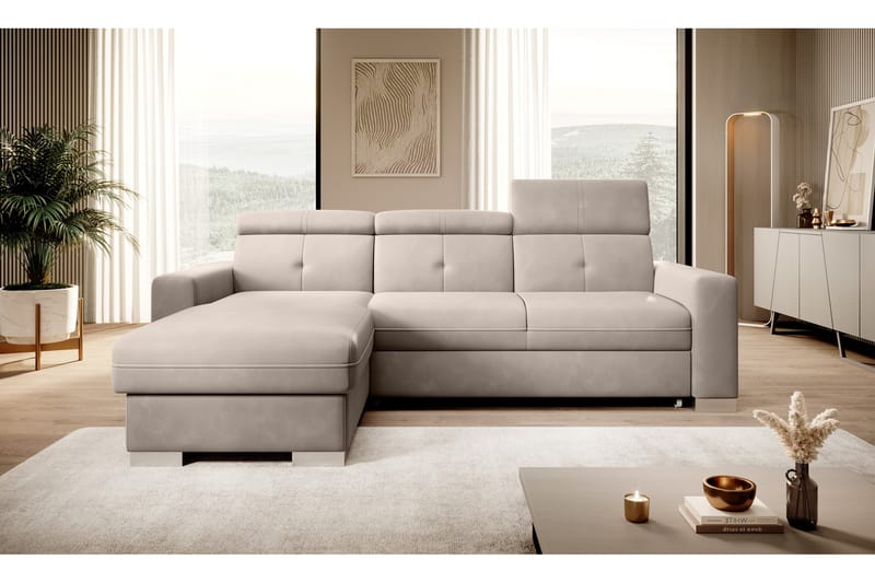 Sovesofa m. Divan Hazara med Oppbevaring 3-seter - Beige - Møbler - Sofaer - Sovesofaer - Sovesofa divan