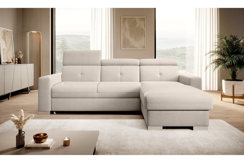 Sovesofa m. Divan Hazara med Oppbevaring 3-seter - Beige - Møbler - Sofaer - Sovesofaer - Sovesofa divan