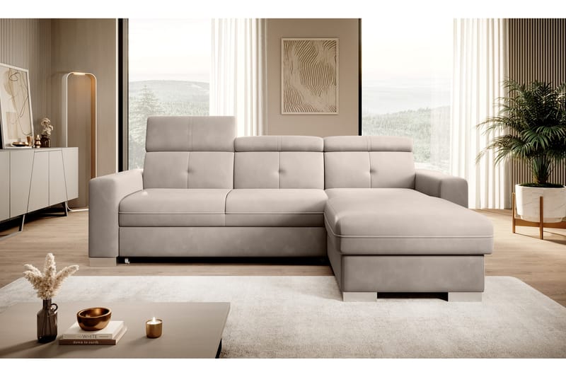 Sovesofa m. Divan Hazara med Oppbevaring 3-seter - Beige - Møbler - Sofaer - Sovesofaer - Sovesofa divan